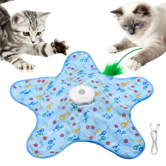 Interactive Unpredicatable Moving Feather Hunting Cat Toy , Hide and Seek Rechargeable Cat Toy for Bored Cat,Automatic Chargeable,Indoor Exercise & Boredom Relief for All Breeds Cats , Essential for Petlovers